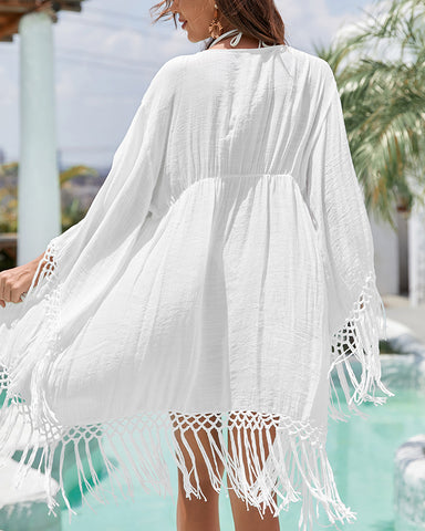 Robe de plage en dentelle transparente blanche - MANI