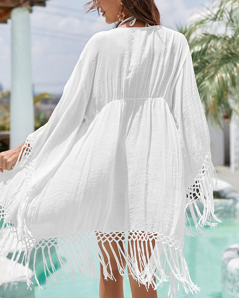 Robe de plage en dentelle transparente blanche - MANI